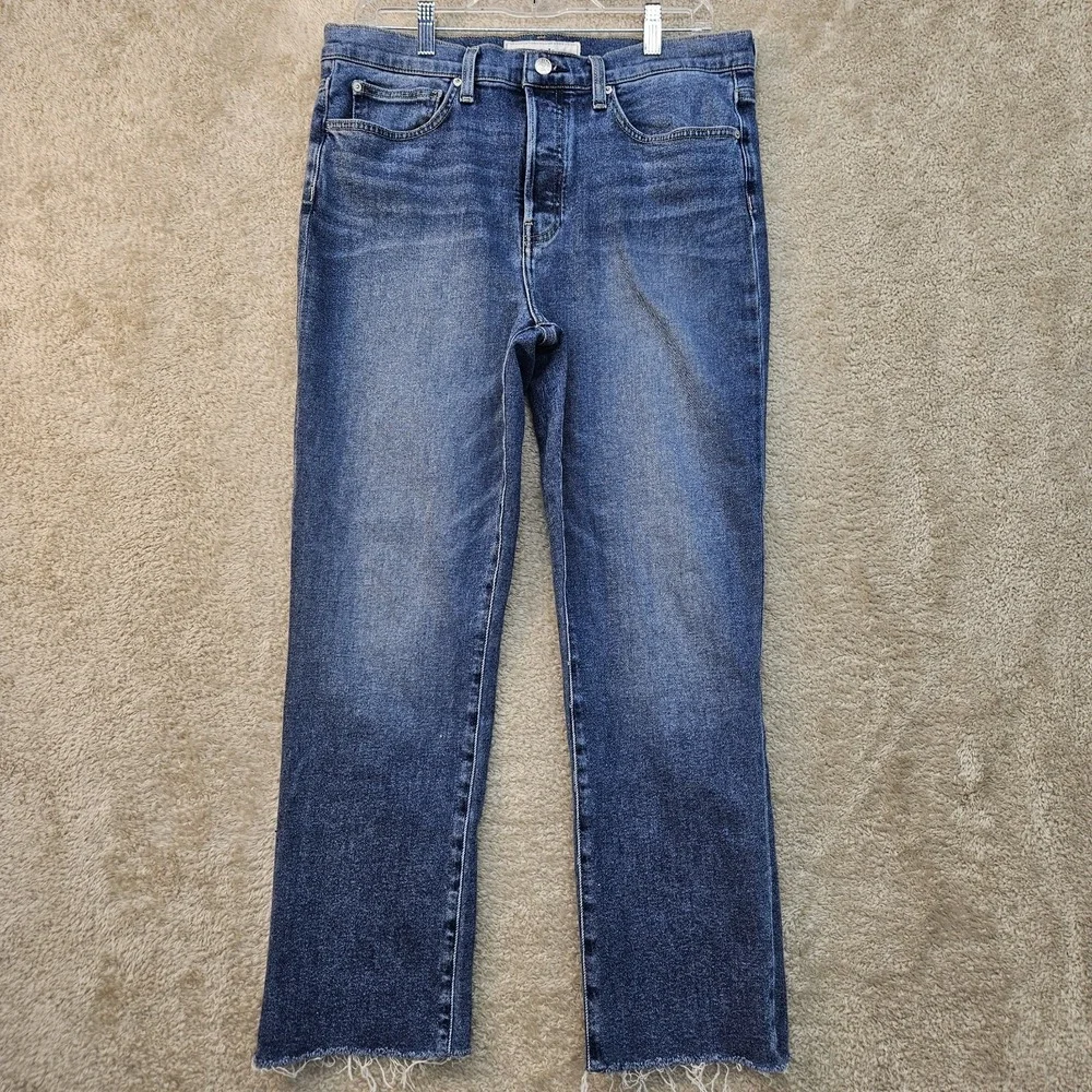 Frank & Eileen Cork Jeans Women 32 Slim Straight Raw Hem Medium Wash Denim - Picture 2 of 16